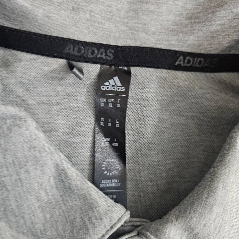 Adidas Polo Shirt Men's XLT Gray Long Sleeve - Picture 4 of 8